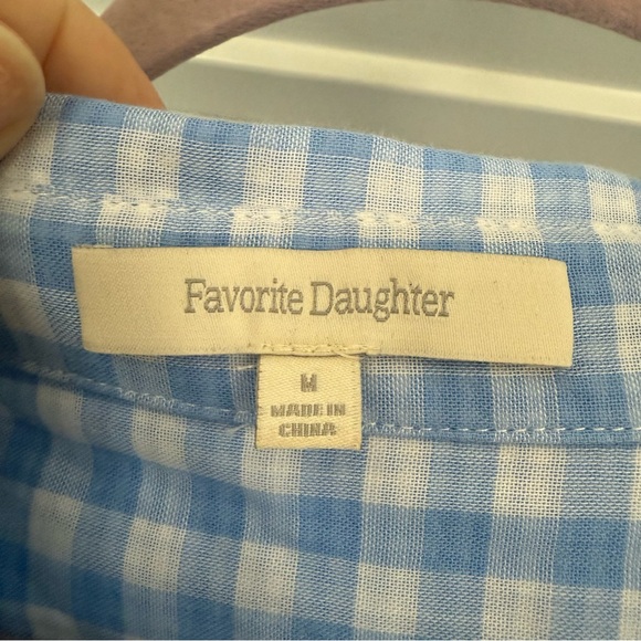 Favorite Daughter Gingham Ex-Boyfriend Oversized Button Down Medium Blue White - Picture 7 of 11